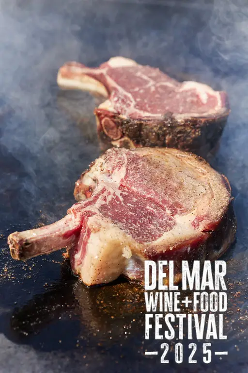 Photo gallery from the 2025 Del Mar Wine + Food festival event featuring celebrity chefs, San Diego restaurants, and California distillers