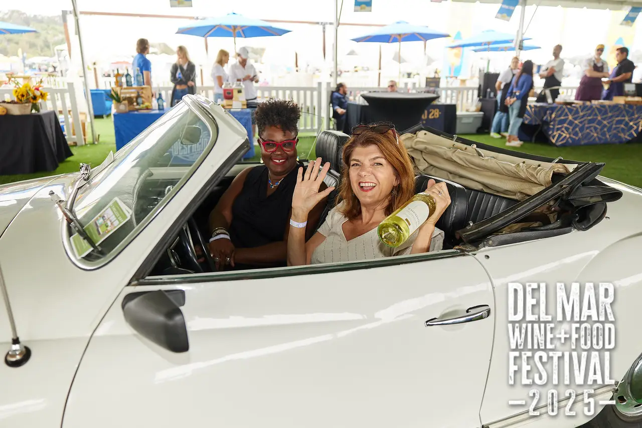 Photo gallery from the 2025 Del Mar Wine + Food festival event featuring celebrity chefs, San Diego restaurants, and California distillers