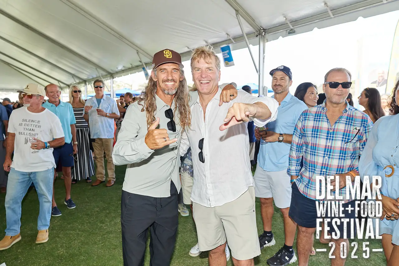 Photo gallery from the 2025 Del Mar Wine + Food festival event featuring celebrity chefs, San Diego restaurants, and California distillers