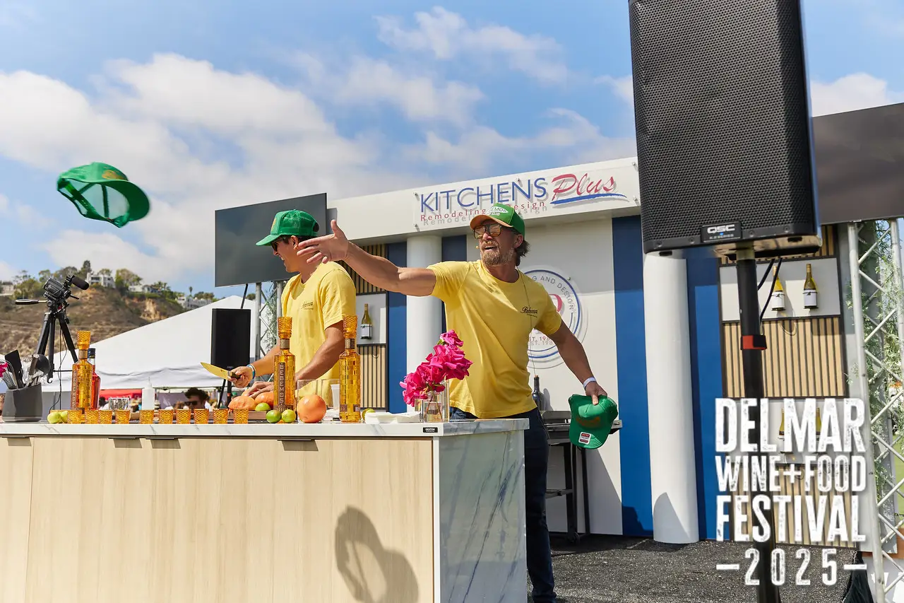 Photo gallery from the 2025 Del Mar Wine + Food festival event featuring celebrity chefs, San Diego restaurants, and California distillers