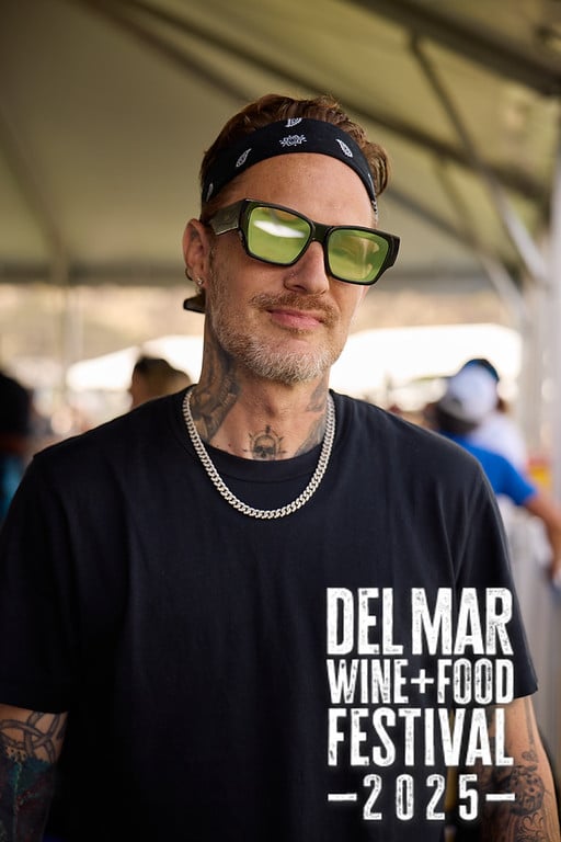 Photo gallery from the 2025 Del Mar Wine + Food festival event featuring celebrity chefs, San Diego restaurants, and California distillers