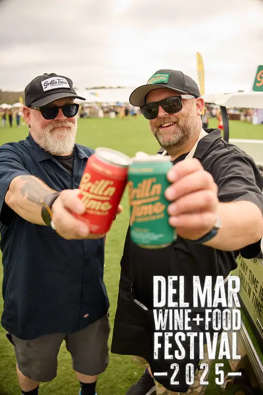 Photo gallery from the 2025 Del Mar Wine + Food festival event featuring celebrity chefs, San Diego restaurants, and California distillers