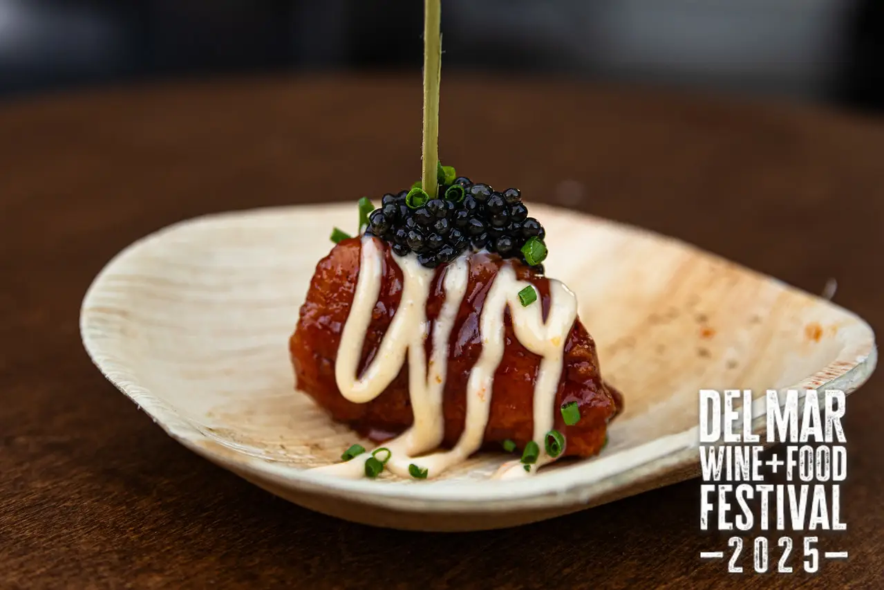 Photo gallery from the 2025 Del Mar Wine + Food festival event featuring celebrity chefs, San Diego restaurants, and California distillers