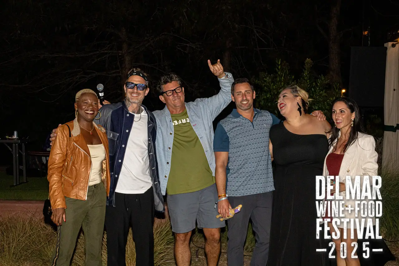 Photo gallery from the 2025 Del Mar Wine + Food festival event featuring celebrity chefs, San Diego restaurants, and California distillers