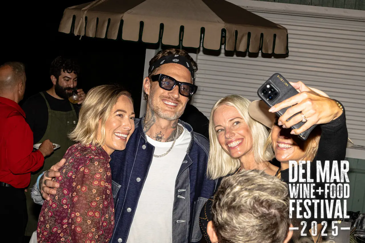 Photo gallery from the 2025 Del Mar Wine + Food festival event featuring celebrity chefs, San Diego restaurants, and California distillers