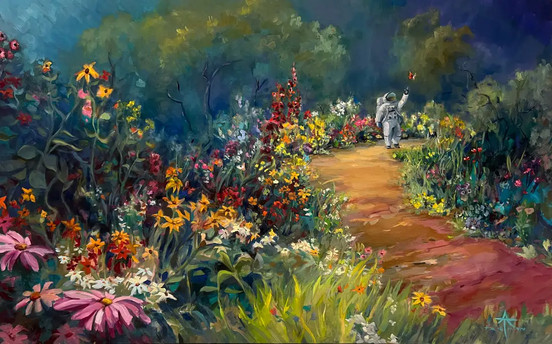 Fun things to do in San Diego this weekend October 1-5, 2025 featuring a A Step Beyond art exhibit at Walter Redondo Fine Art Collection featuring a painting by Andrea Tarman