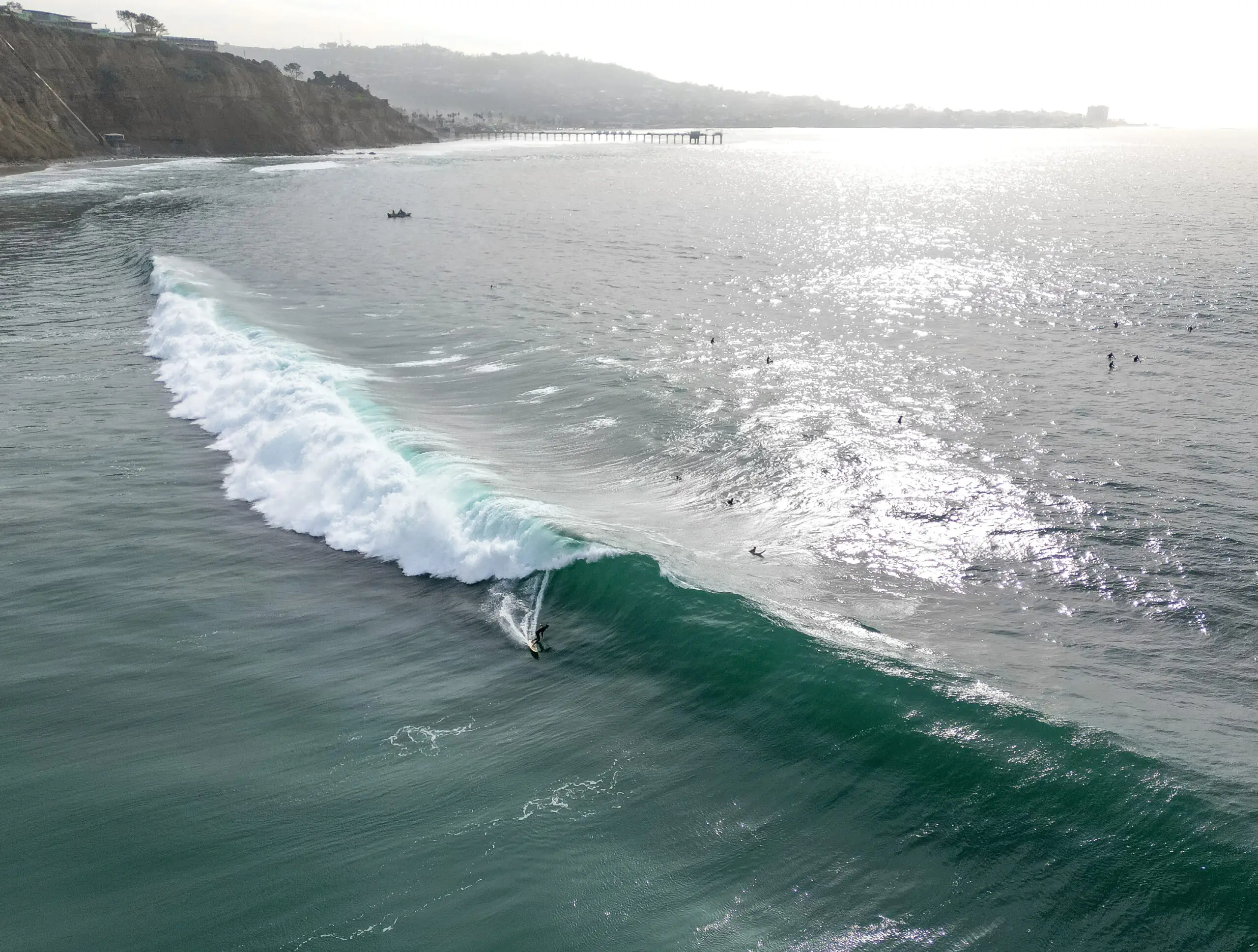 Surfer at Black's Beach San Diego surfing a big wave