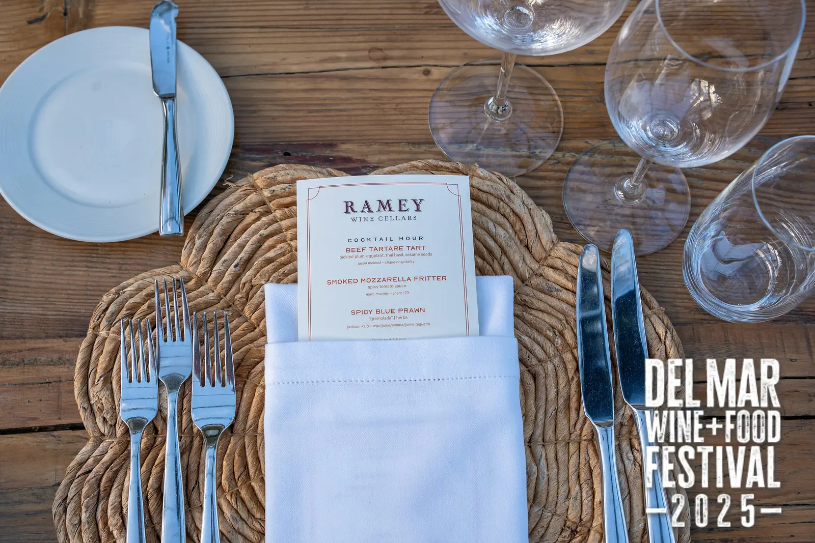 Photo gallery from the 2025 Del Mar Wine + Food festival event featuring celebrity chefs, San Diego restaurants, and California distillers