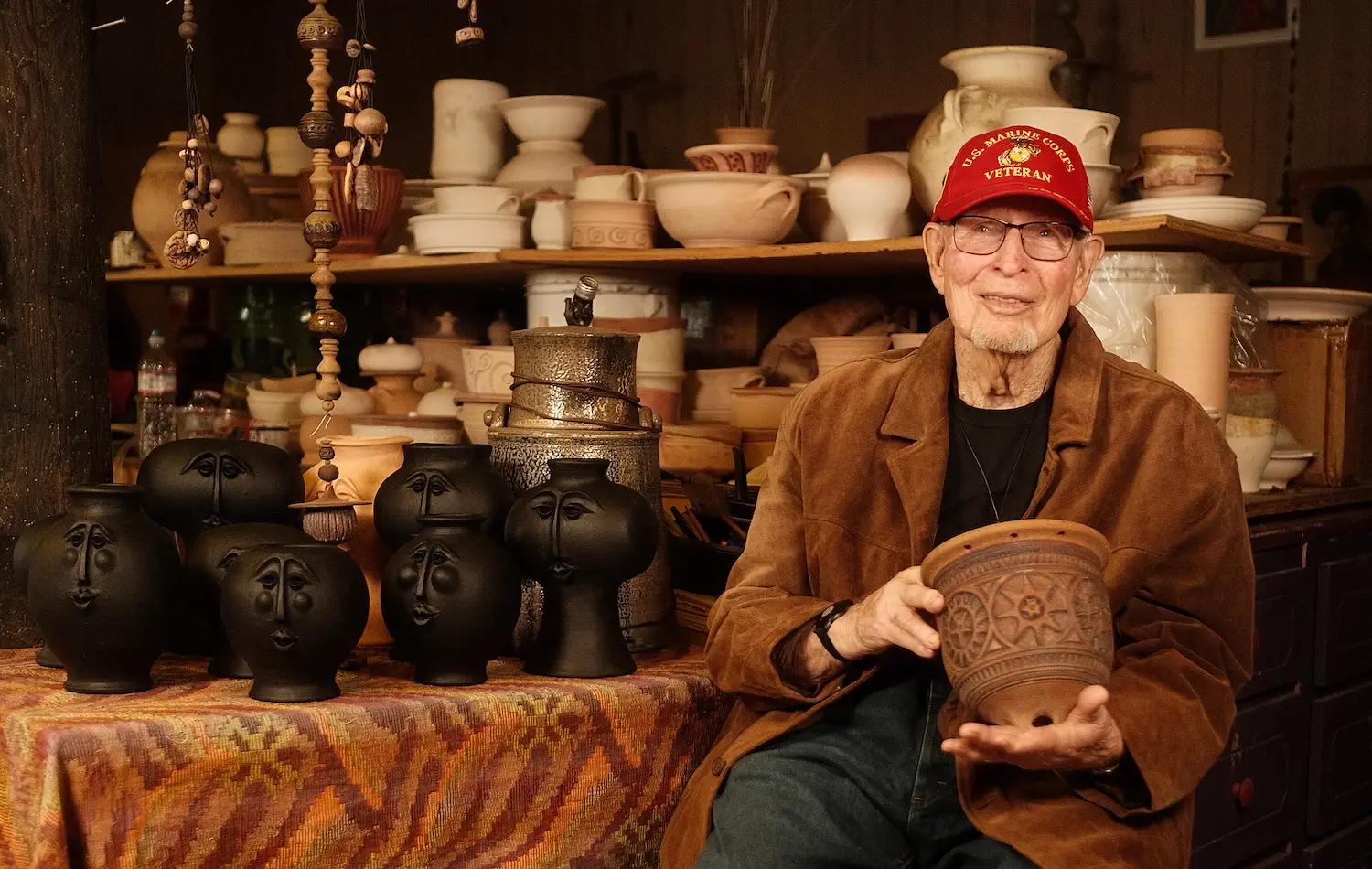 San Diego potter and ceramic artist Wayne Chapman from Solana Beach and featured in the Mingei's Mid-century ceramic art exhibit Boundless