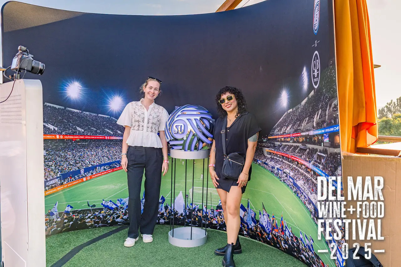 Photo gallery from the 2025 Del Mar Wine + Food festival event featuring celebrity chefs, San Diego restaurants, and California distillers