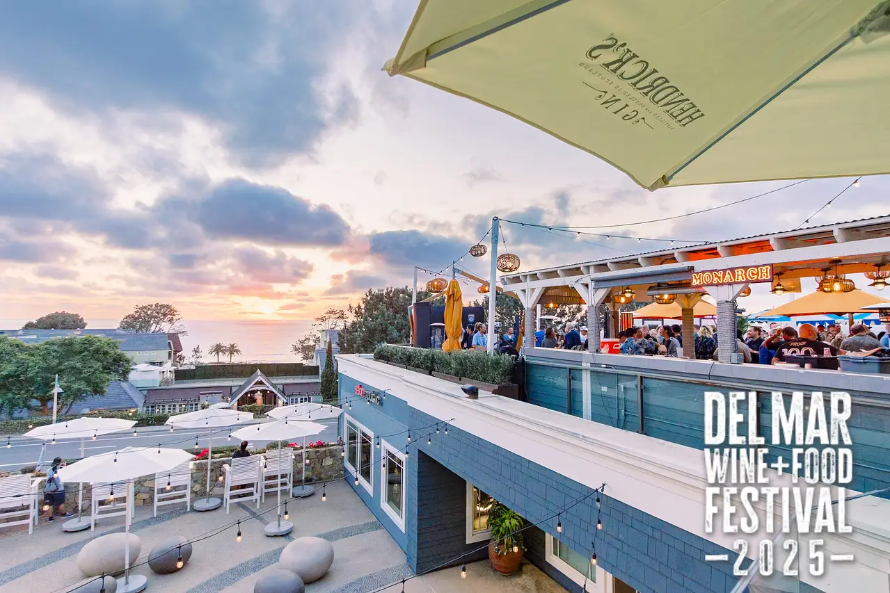 Photo gallery from the 2025 Del Mar Wine + Food festival event featuring celebrity chefs, San Diego restaurants, and California distillers