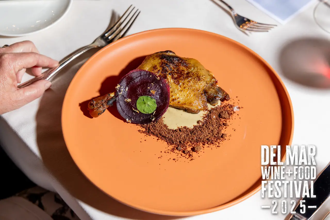 Photo gallery from the 2025 Del Mar Wine + Food festival event featuring celebrity chefs, San Diego restaurants, and California distillers