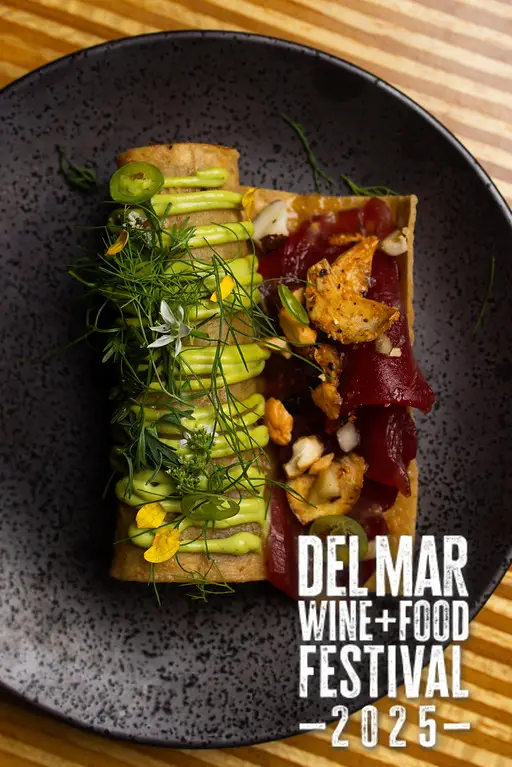 Photo gallery from the 2025 Del Mar Wine + Food festival event featuring celebrity chefs, San Diego restaurants, and California distillers