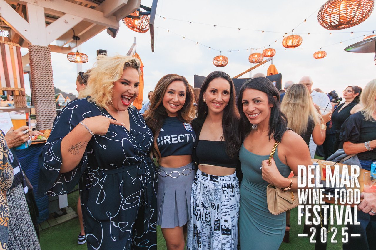 Photo gallery from the 2025 Del Mar Wine + Food festival event featuring celebrity chefs, San Diego restaurants, and California distillers