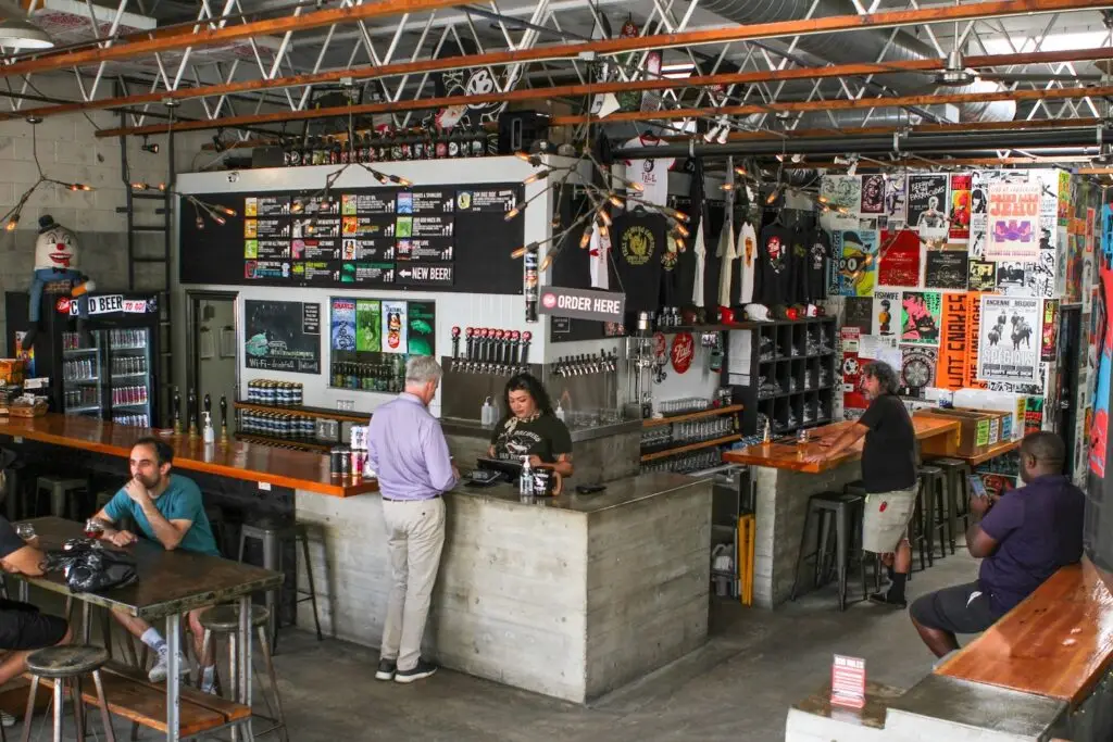 Interior of San Diego bar Fall Brewing Company in North Park