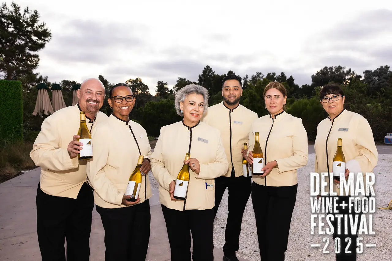 Photo gallery from the 2025 Del Mar Wine + Food festival event featuring celebrity chefs, San Diego restaurants, and California distillers