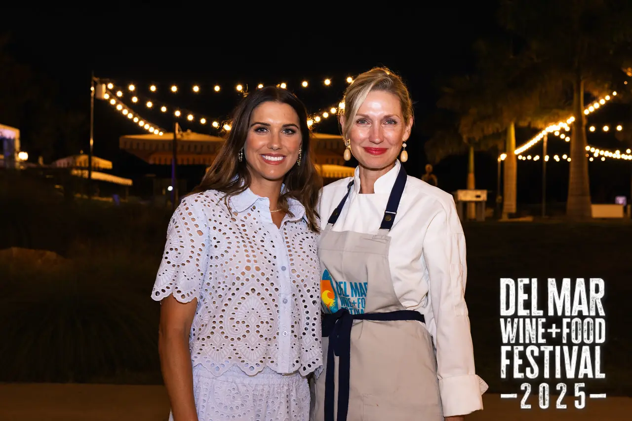 Photo gallery from the 2025 Del Mar Wine + Food festival event featuring celebrity chefs, San Diego restaurants, and California distillers