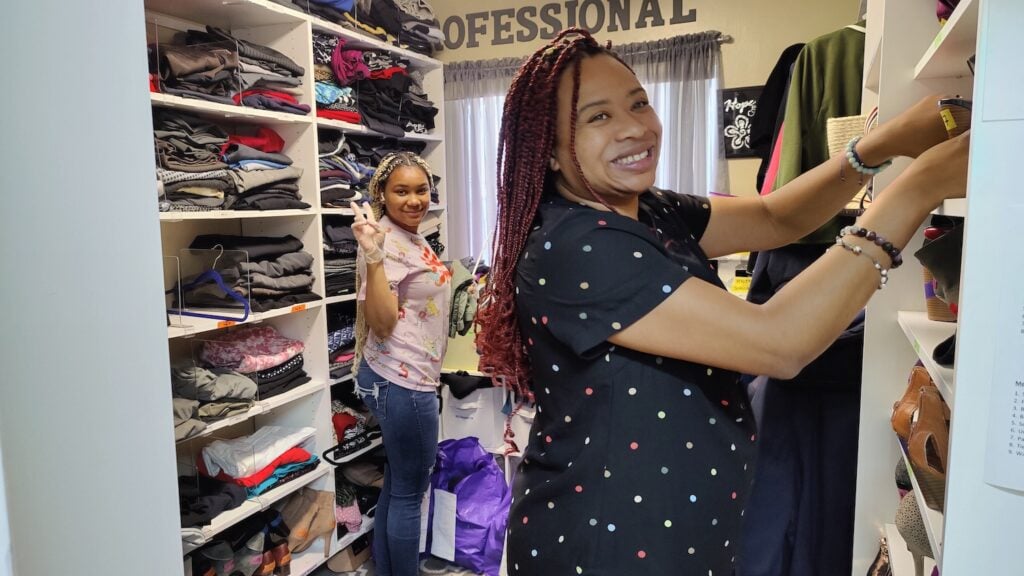 San Diego nonprofit thrift store Sharia's Closet in College Area featuring founder Shamine Linton
