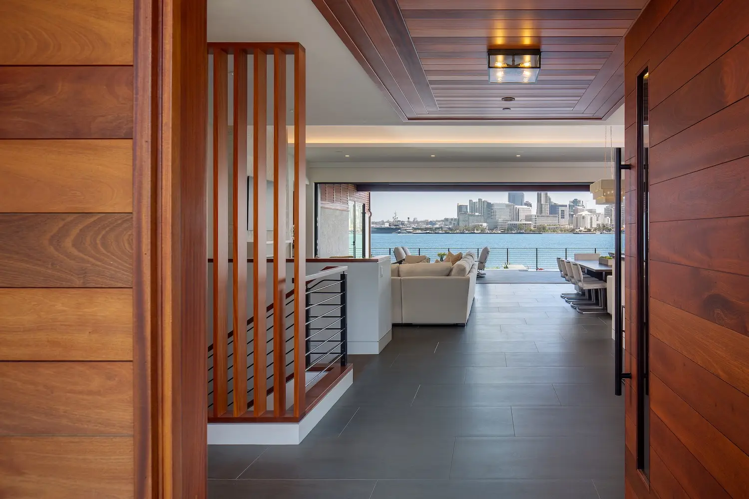 View from front door of Coronado luxury home with bayfront views owned by Allan and Lyndsey Arendsee