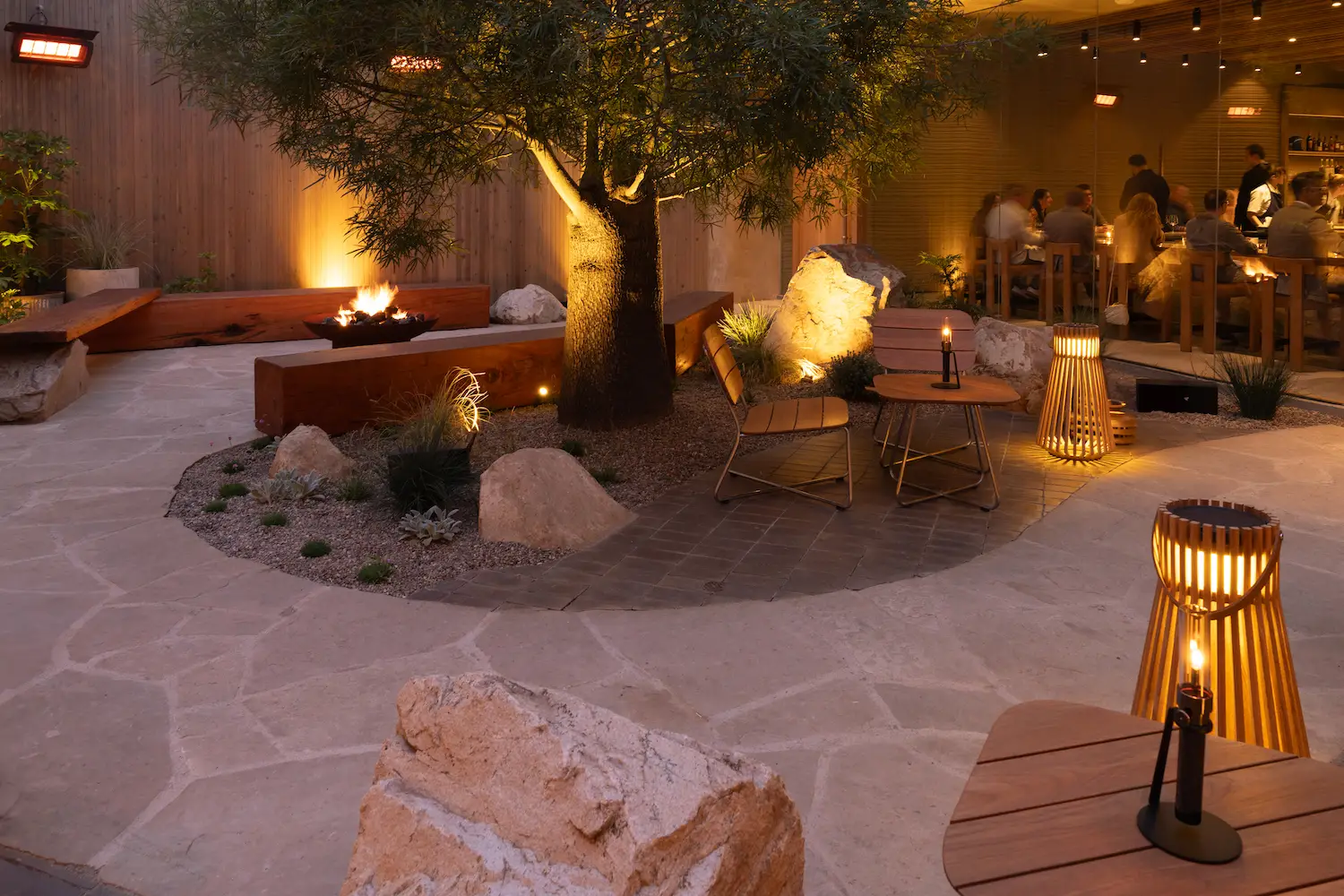 Exterior courtyard of San Diego Michelin star restaurant Lilo in Carlsbad