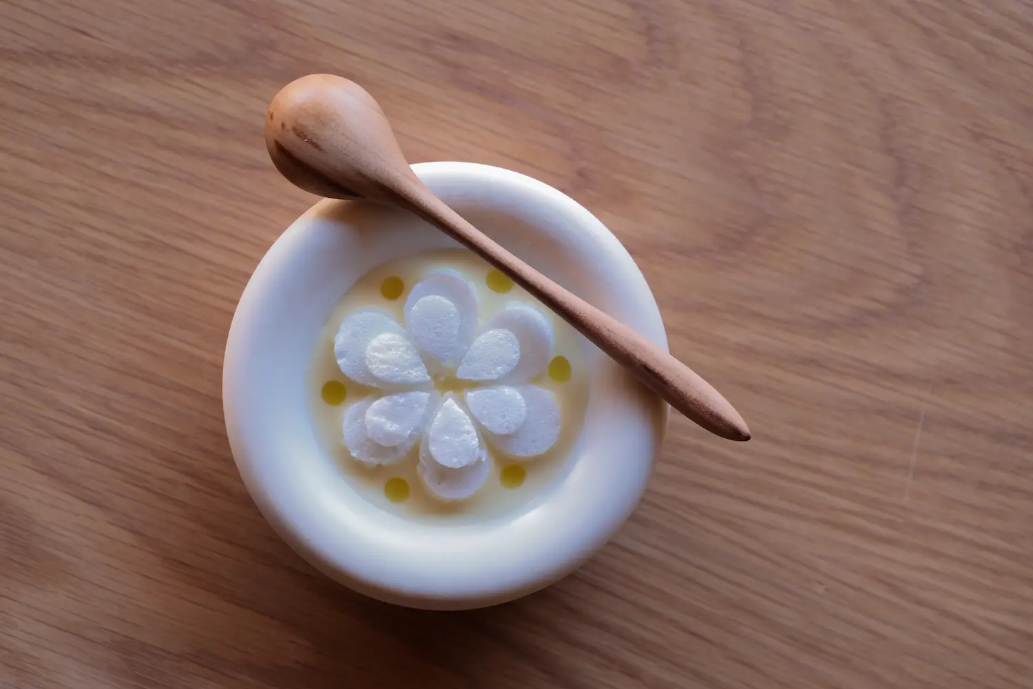 Michelin Star Carlsbad restaurant Lilo’s delicate île flottante dish