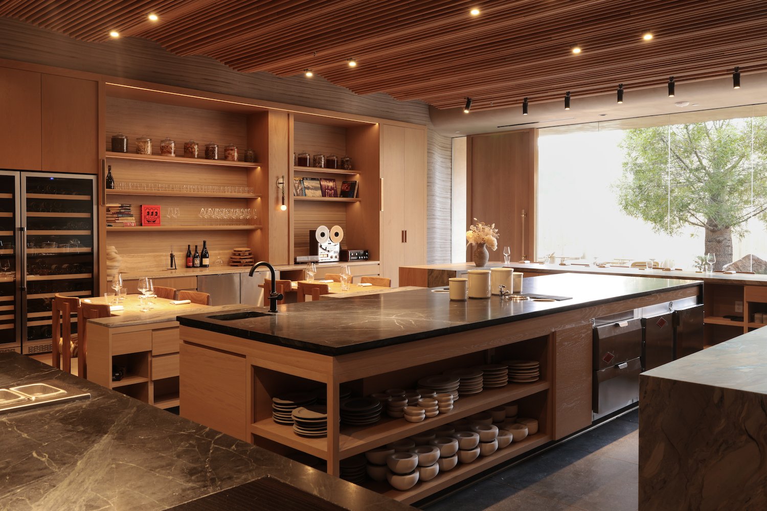 Interior of San Diego Michelin star restaurant Lilo in Carlsbad