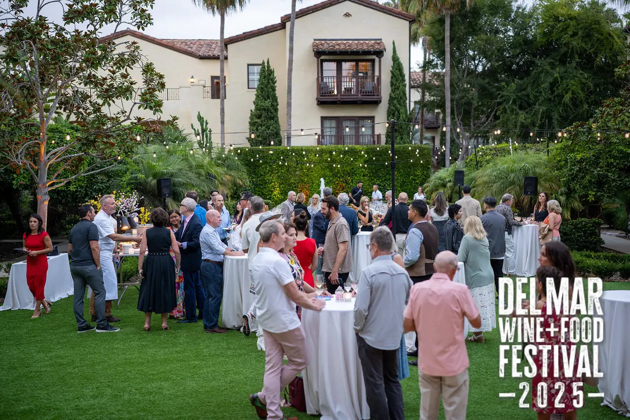Photo gallery from the 2025 Del Mar Wine + Food festival event featuring celebrity chefs, San Diego restaurants, and California distillers