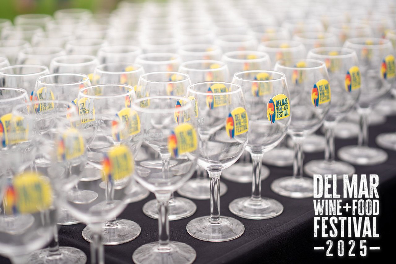 Photo gallery from the 2025 Del Mar Wine + Food festival event featuring celebrity chefs, San Diego restaurants, and California distillers