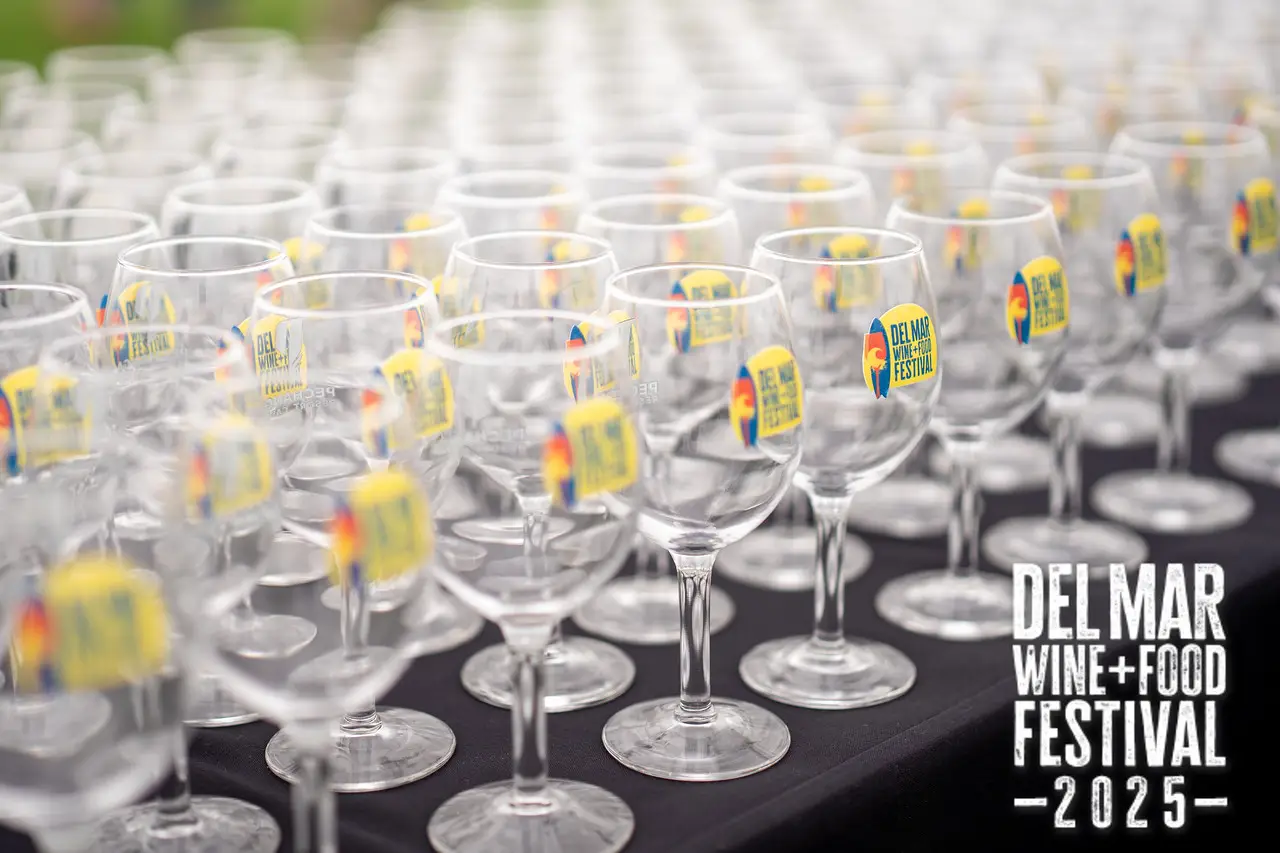 Photo gallery from the 2025 Del Mar Wine + Food festival event featuring celebrity chefs, San Diego restaurants, and California distillers