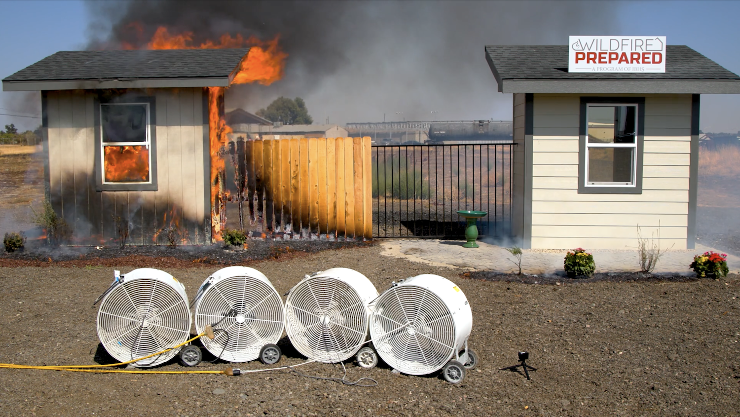 Insurance Institute for Business & Home Safety Wildlife Prepared Home Plus certified home testing the effectiveness of fire resistance