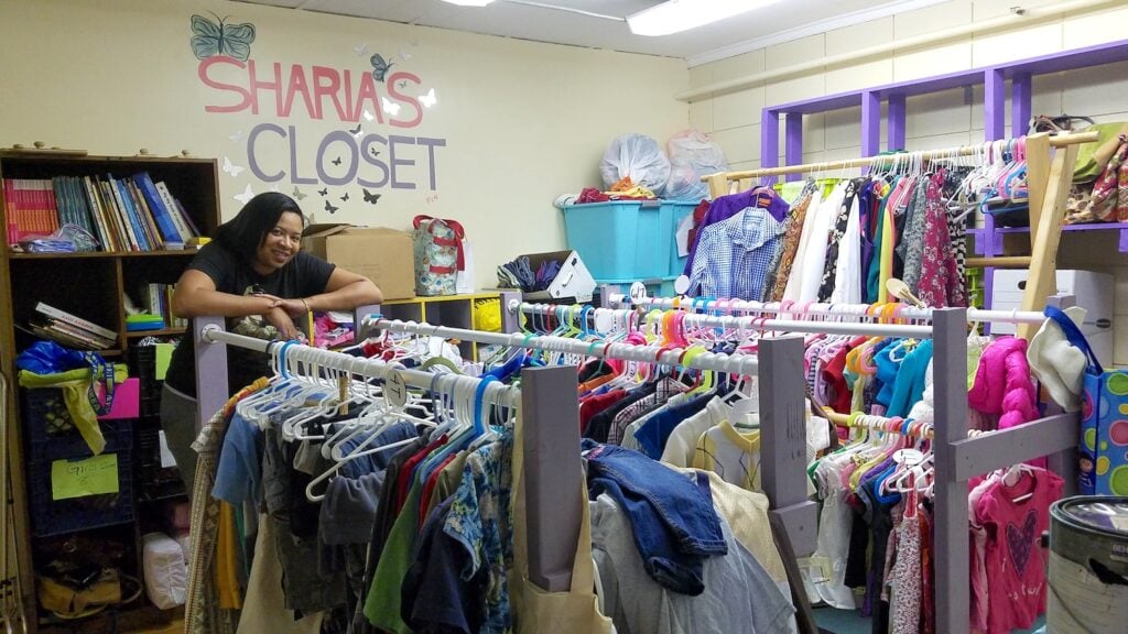 San Diego nonprofit thrift store Sharia's Closet in College Area featuring founder Shamine Linton