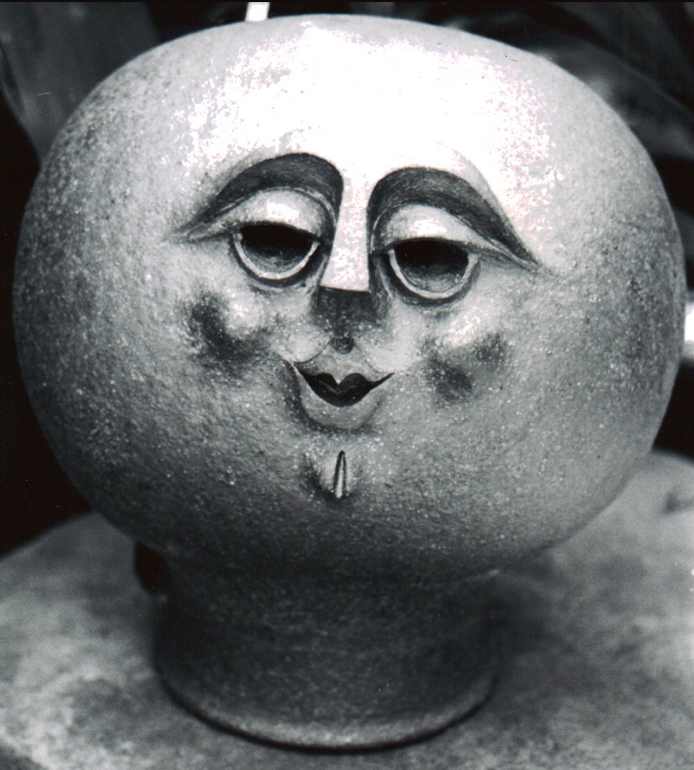 Sculpture of a face from San Diego master potter Wayne Chapman
