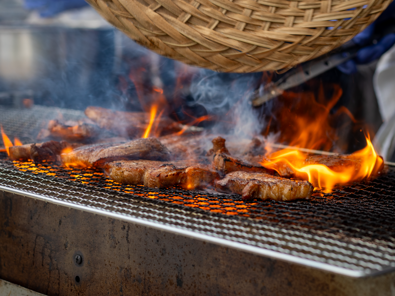Grilled meat from San Diego Cambodian and Filipino pop-up restaurant called Ming Oun’s