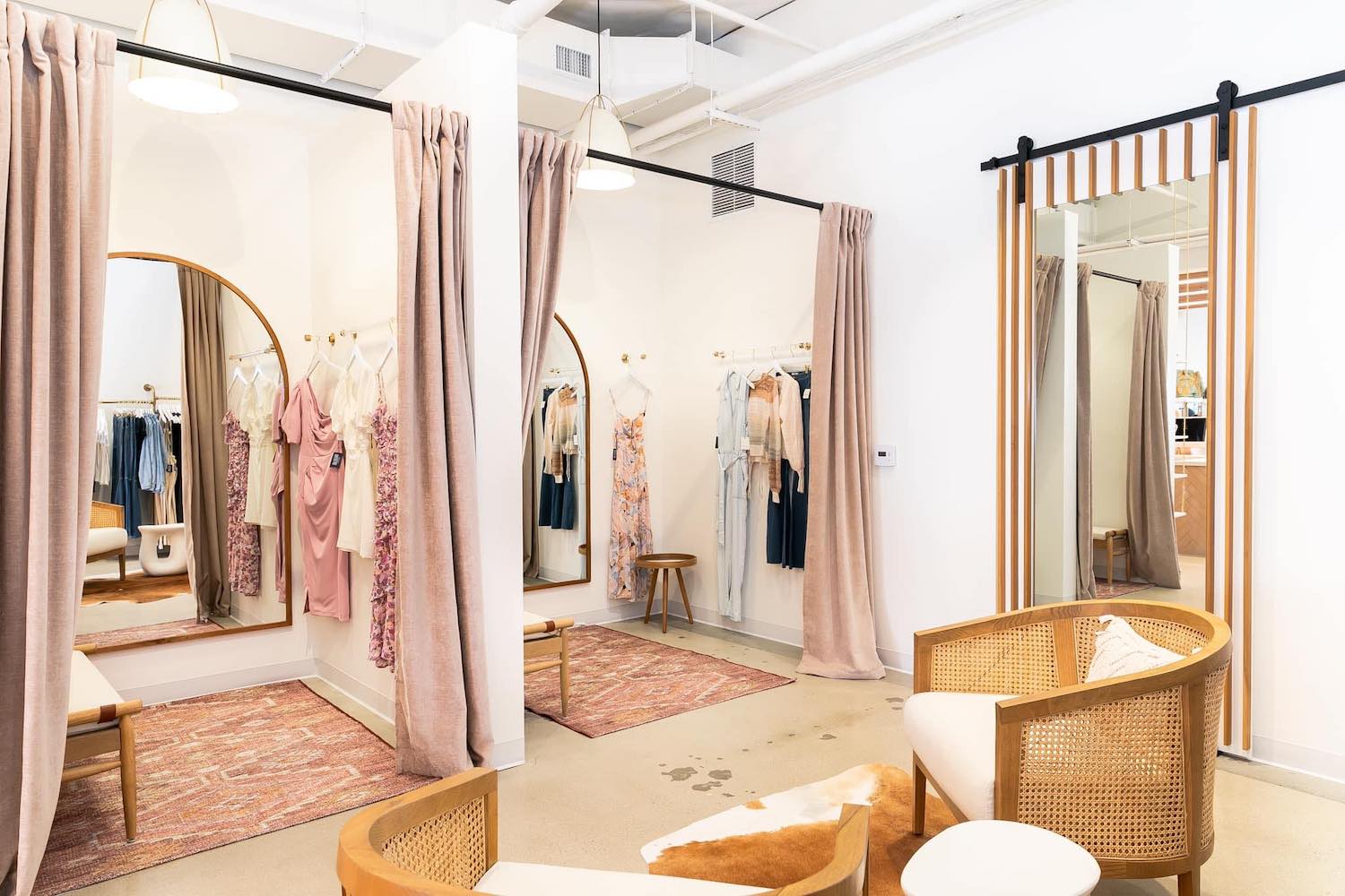 Interior of San Diego clothing shop Bloom Boutique in Carlsbad, CA