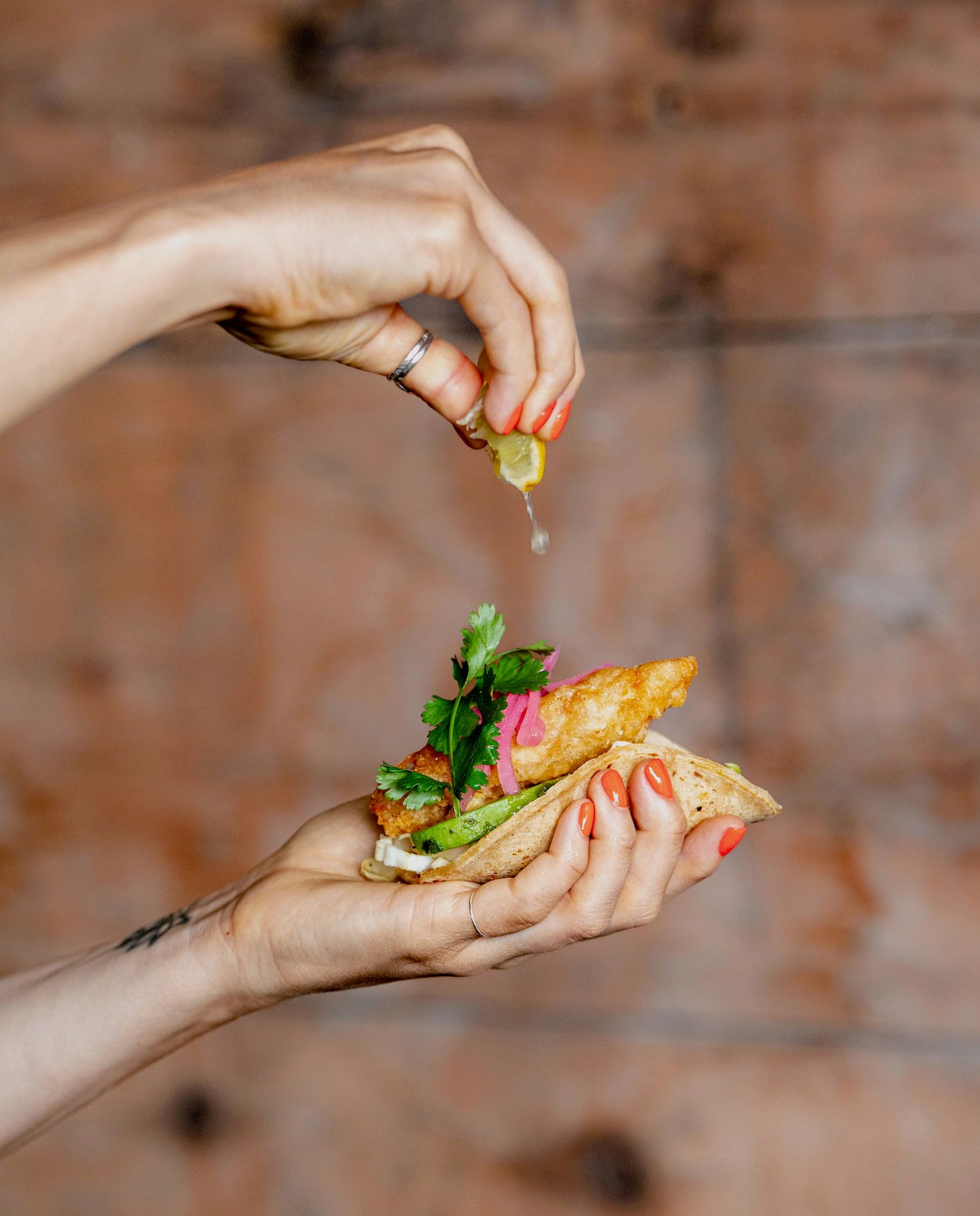 Food from San Diego's best taco shops including a carrotfish taco from The Plot restaurant in Oceanside