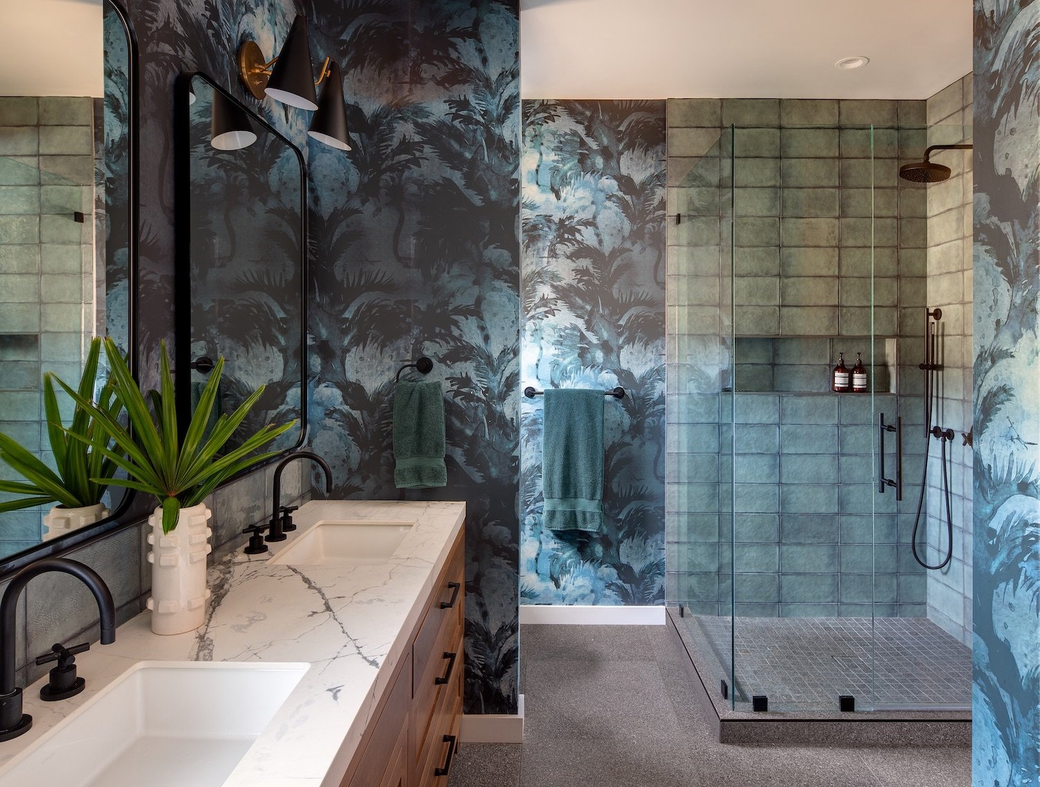 Interior of Coola Founder's Solana Beach San Diego home featuring a primary bathroom and shower