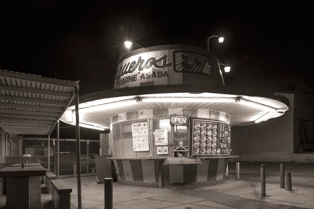 San Diego taco shop, Vaqueros, as captured by photographer Michael Williams in his exhibit Taco Stand Vernacular