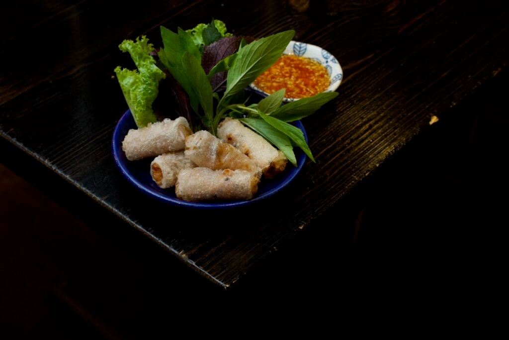 Egg rolls from new San Diego Vietnamese restaurant Phở Gà Go in Mira Mesa at Crab Hut