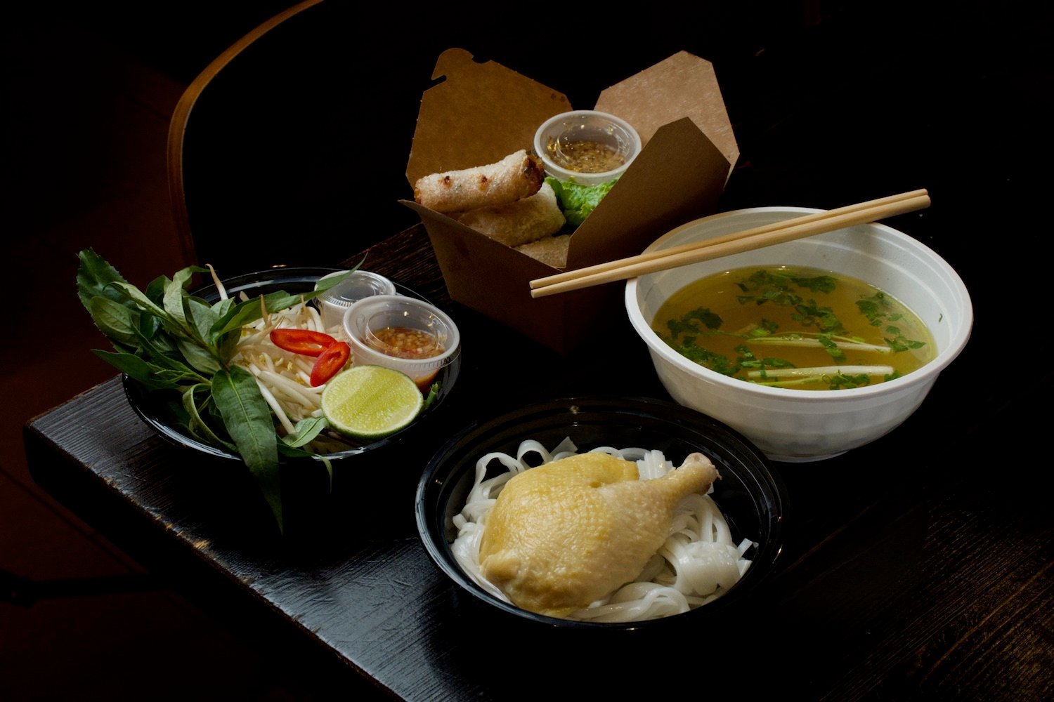 Food from new San Diego Vietnamese restaurant Phở Gà Go in Mira Mesa at Crab Hut