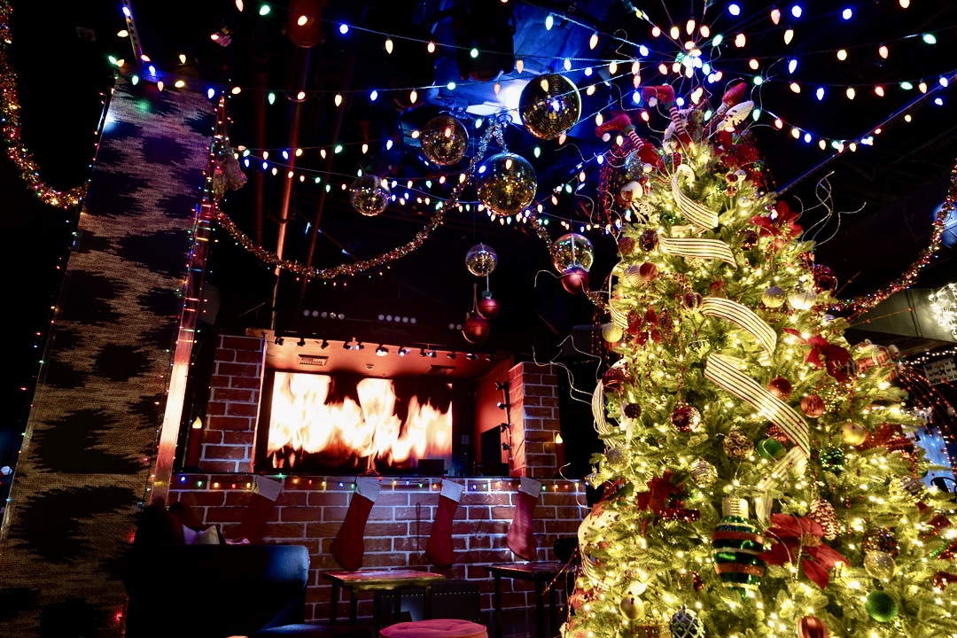 San Diego holiday pop up bar for seasonal cocktails featuring Santa’s Lair at Parq Nightclub  in the Gaslamp Quarter