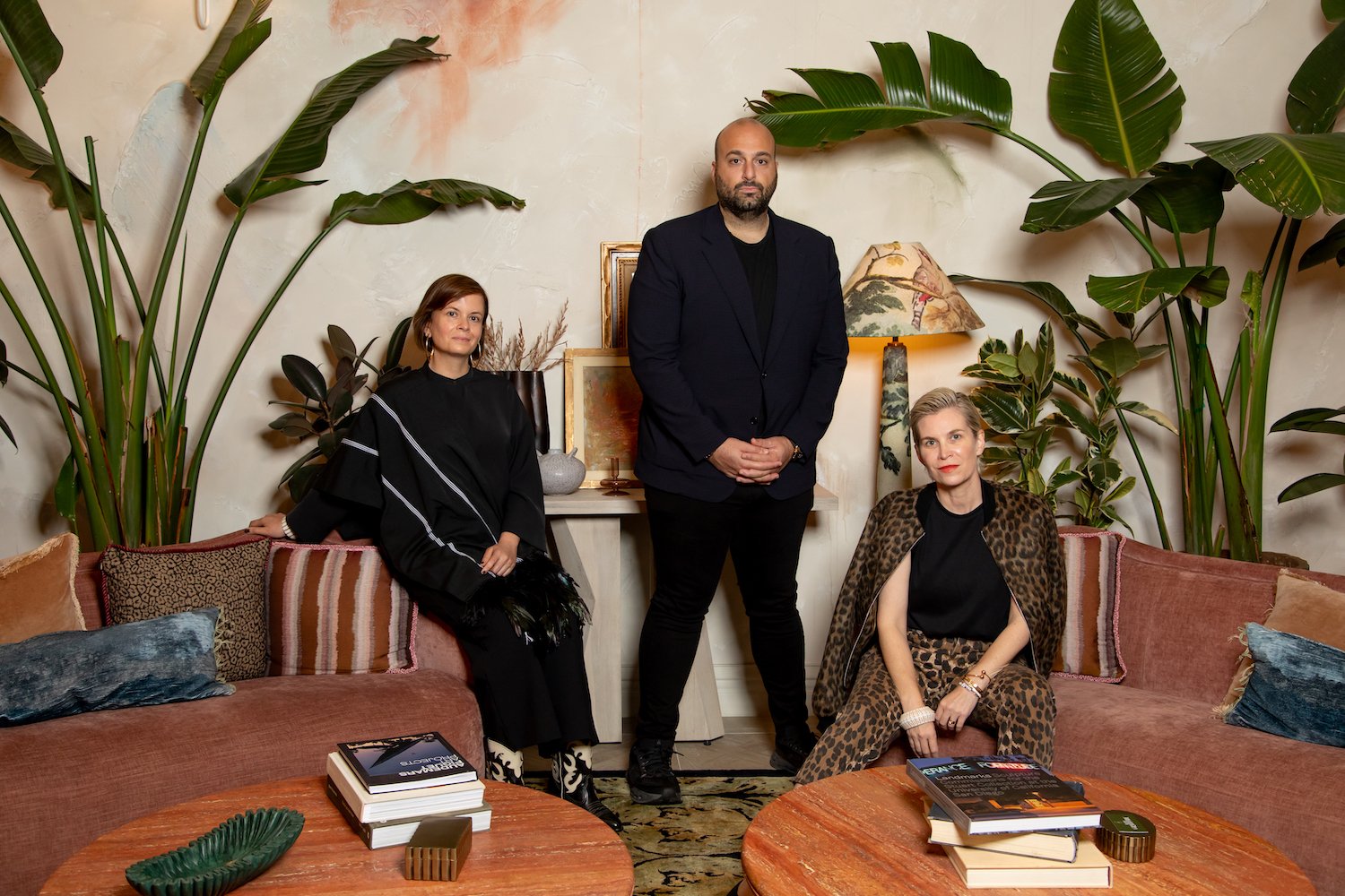 UCSD Stuart Collection, Oram Hotels, and JFiN Collective representatives Jess Berlanga Taylor, Kevin Mansour, and Jennifer Findley in San Diego's Granger Hotel