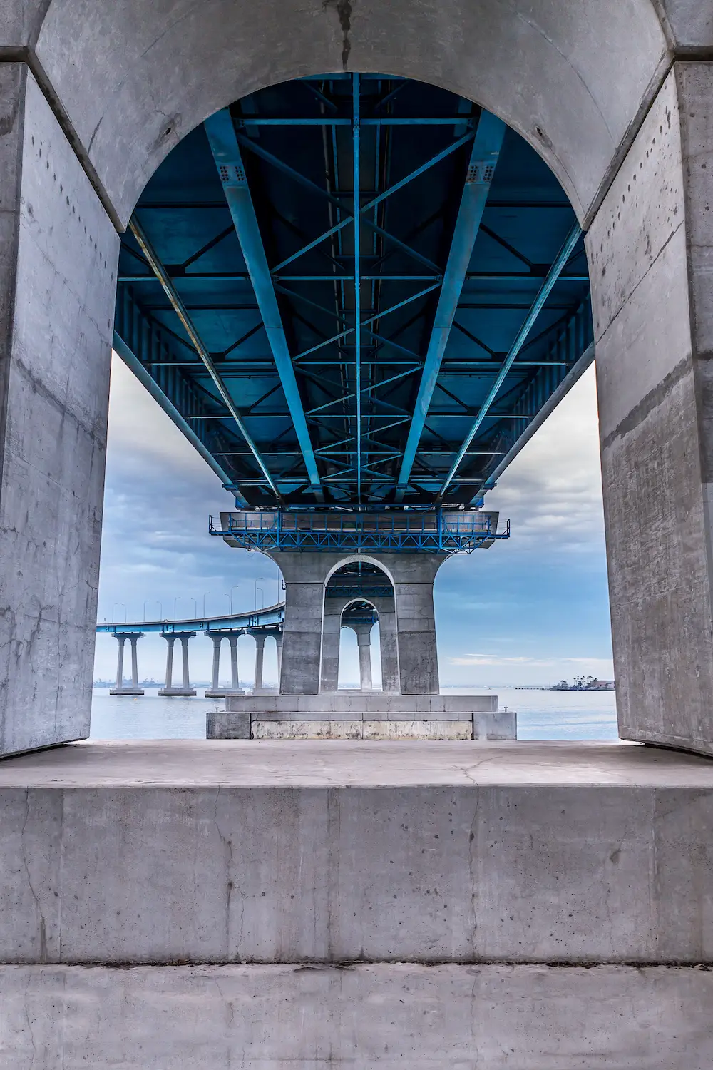 San Diego's Iconic Bridge from below at Tidelands Park