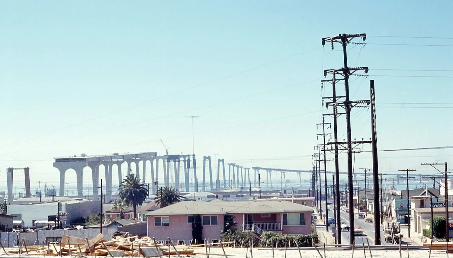 Historical photo of the construction of San Diego's Coronado Bridge