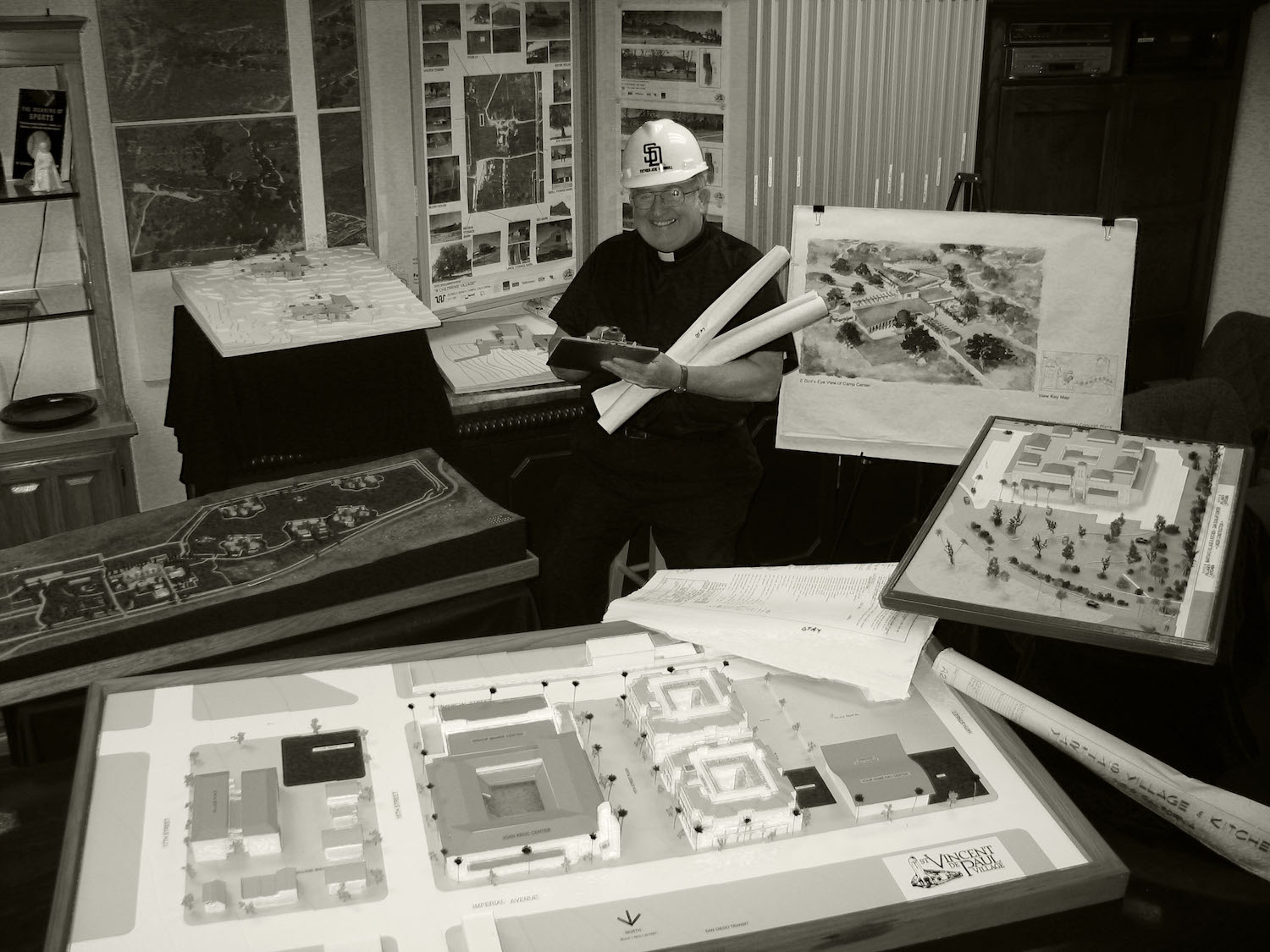 Historical photo of San Diego nonprofit, Father Joe's Villages featuring Joe Carroll