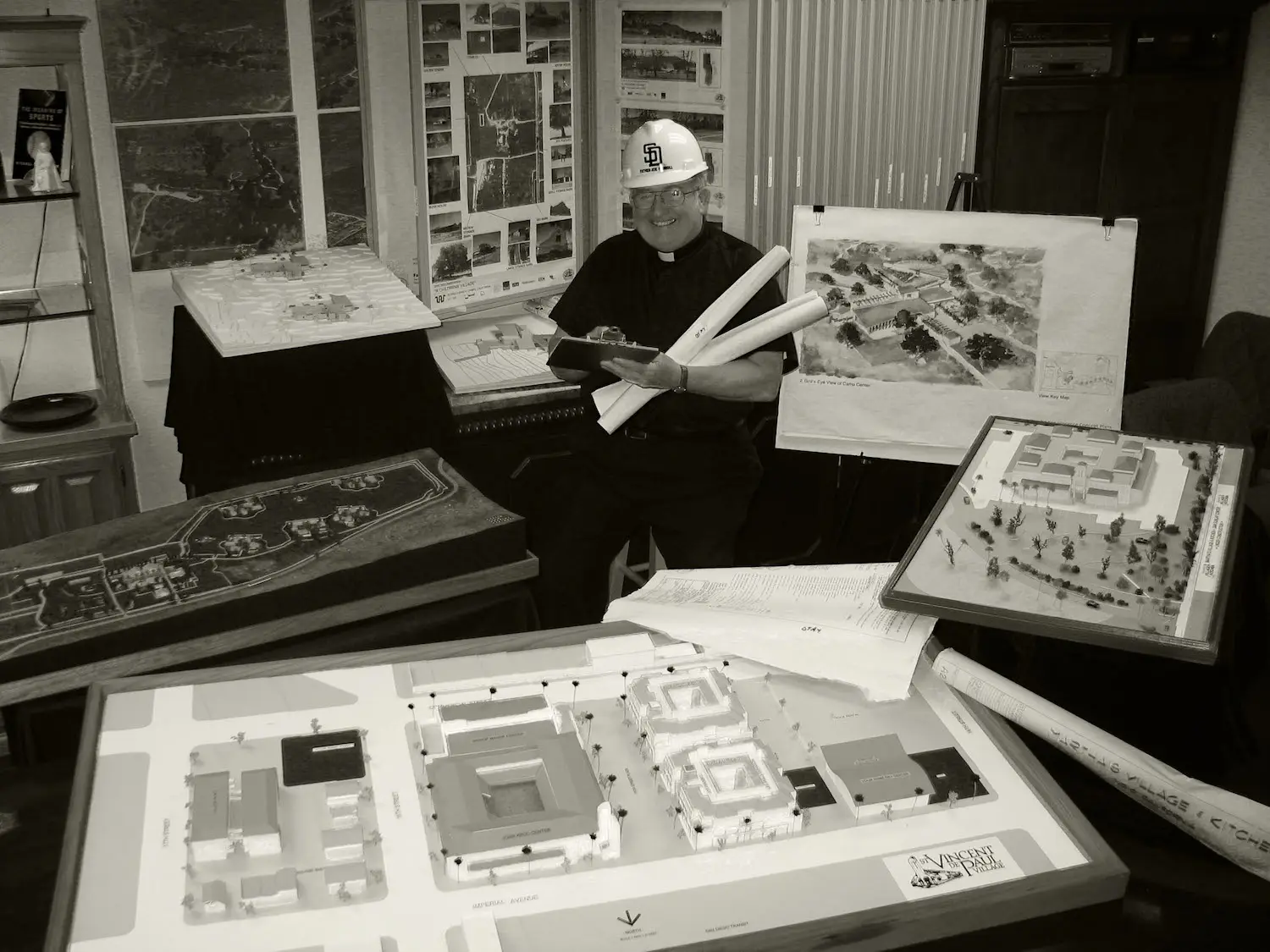 Historical photo of San Diego nonprofit, Father Joe's Villages featuring Joe Carroll