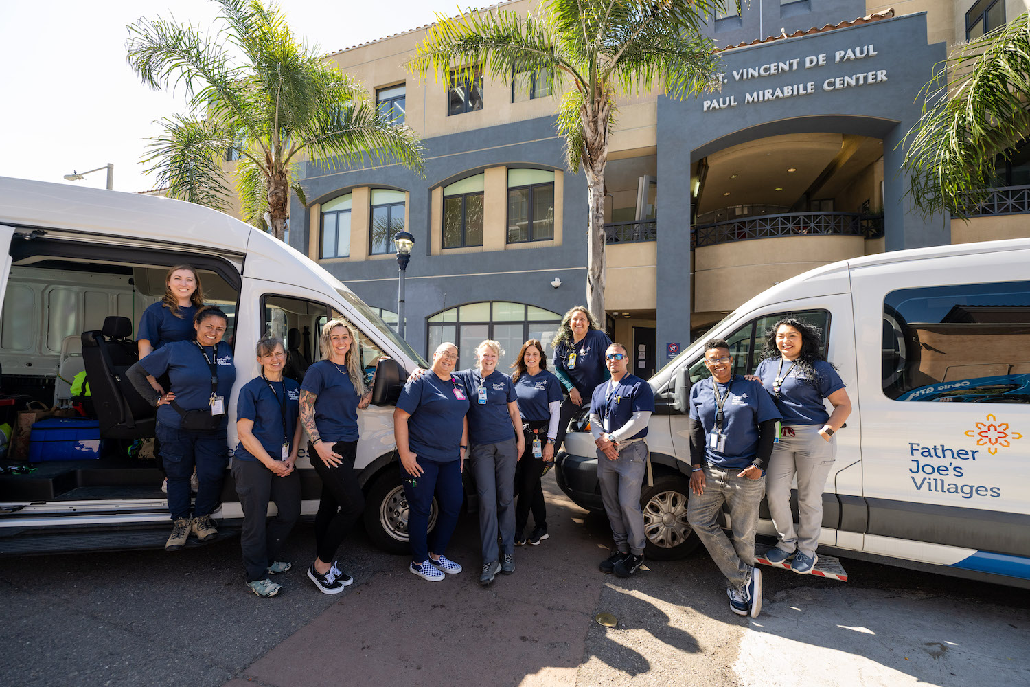 Volunteers and employees of San Diego nonprofit Father Joe's Villages