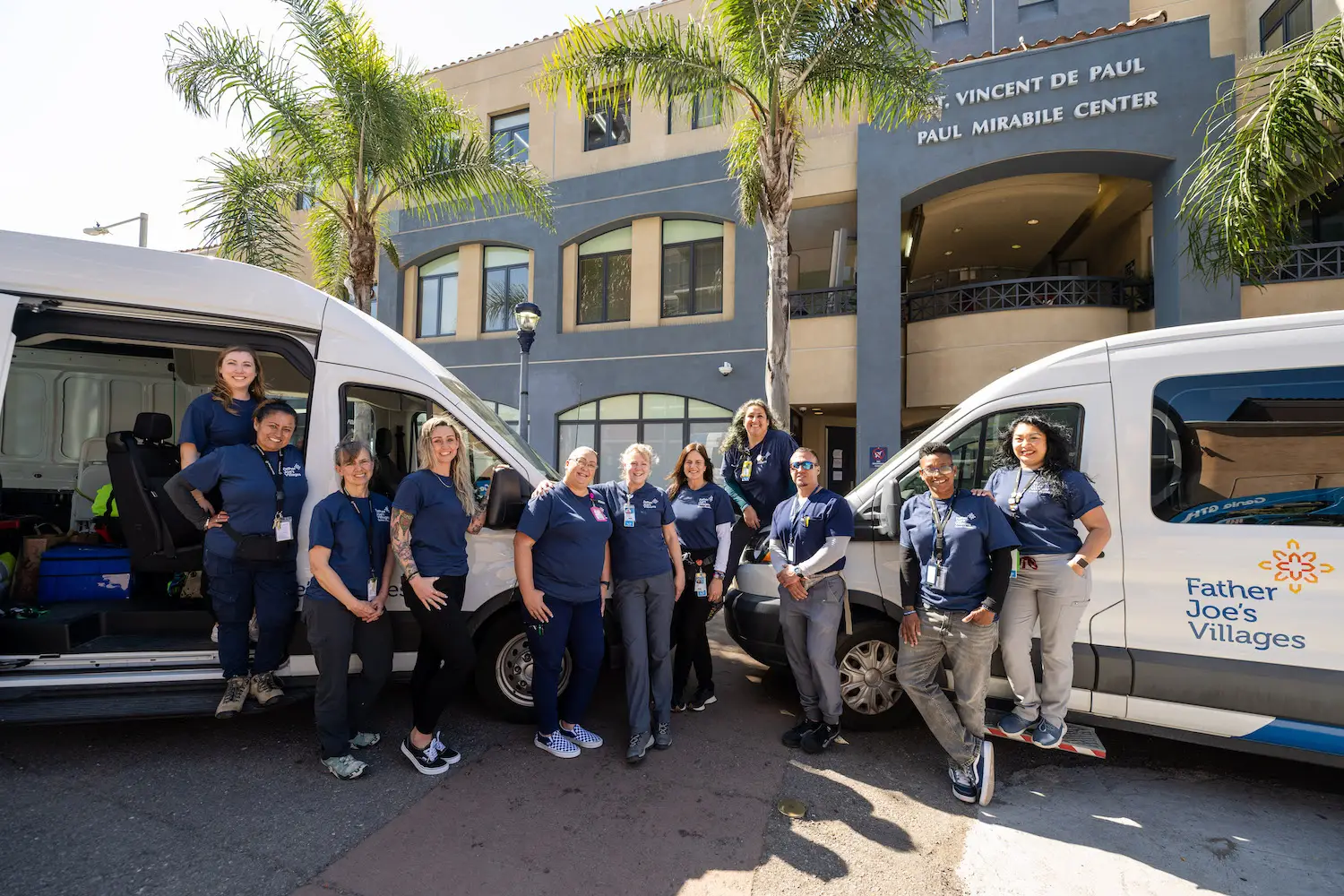 Volunteers and employees of San Diego nonprofit Father Joe's Villages