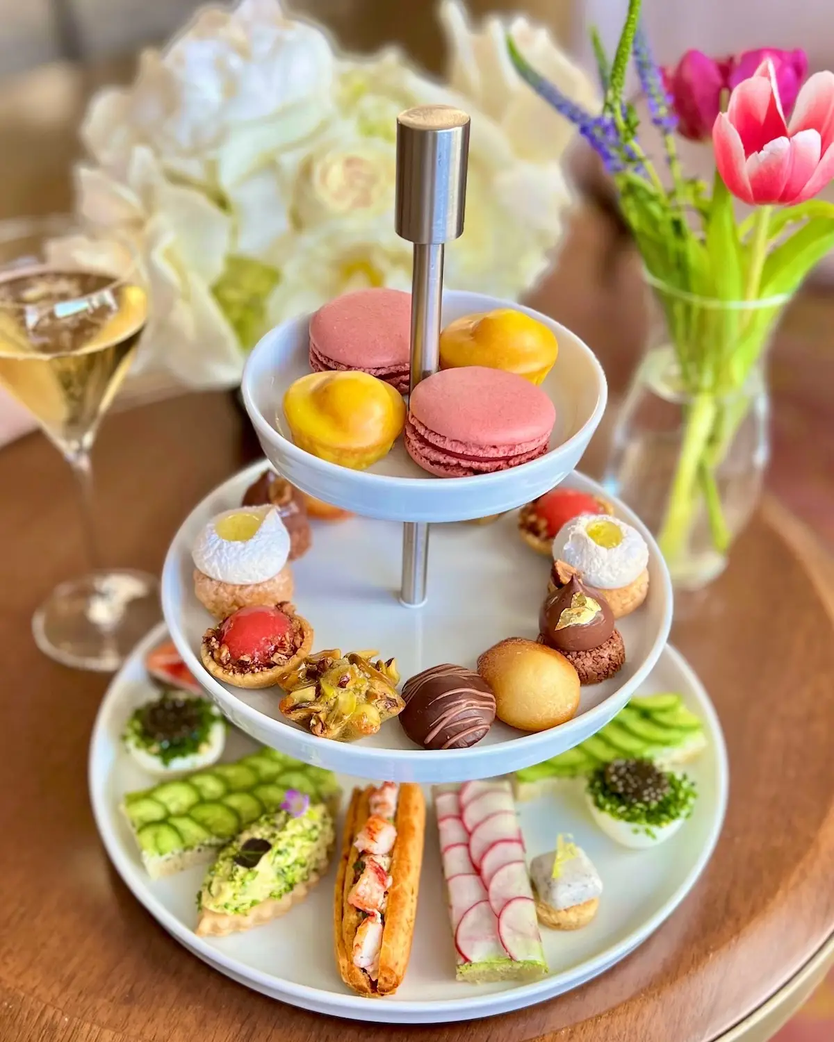 Knife Pleat Michelin-starred restaurant at South Coast Plaza mall featuring their holiday tea plate